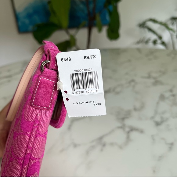 NWT COACH Vintage Y2K Signature Clip Demi Flap Shoulder Bag Fuchsia Pink 6348 - Picture 9 of 16